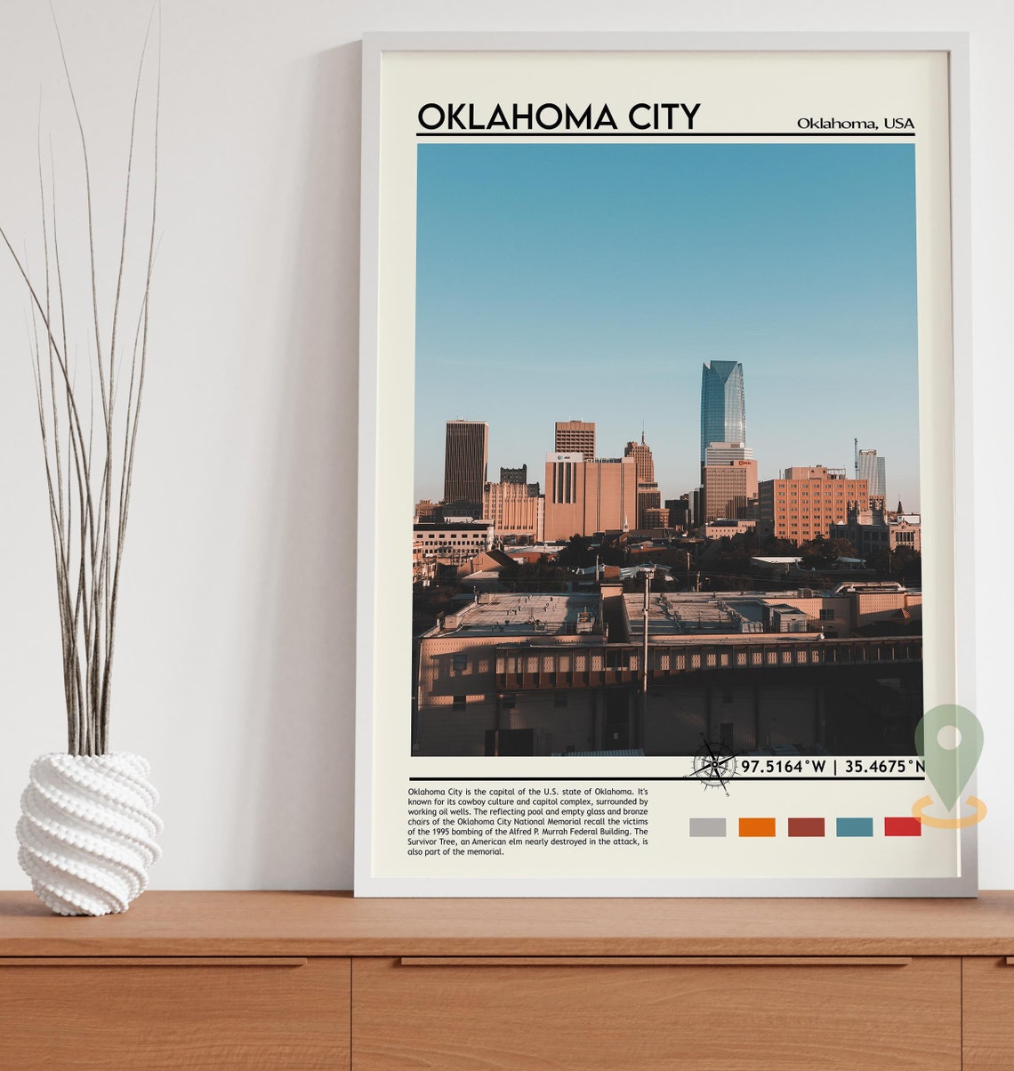 Oklahoma City Print Oklahoma City Poster Oklahoma City Wall Art Oklahoma City Travel Oklahoma City Art Print Oklahoma City Artwork - Image 3