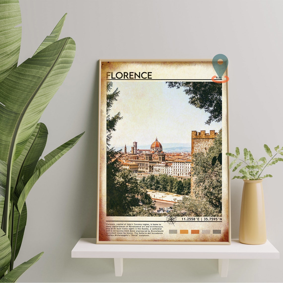 Florence Duomo Cathedral Dome View Italy Vintage Travel Facts Poster - Image 4