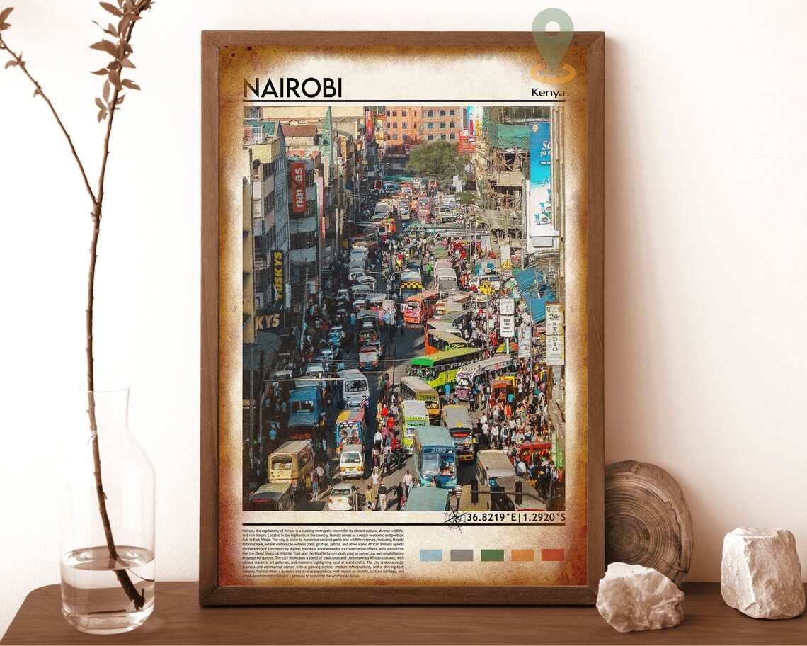 Nairobi Kenya Bustling Street Matatu Traffic City Life Travel Poster - Image 6
