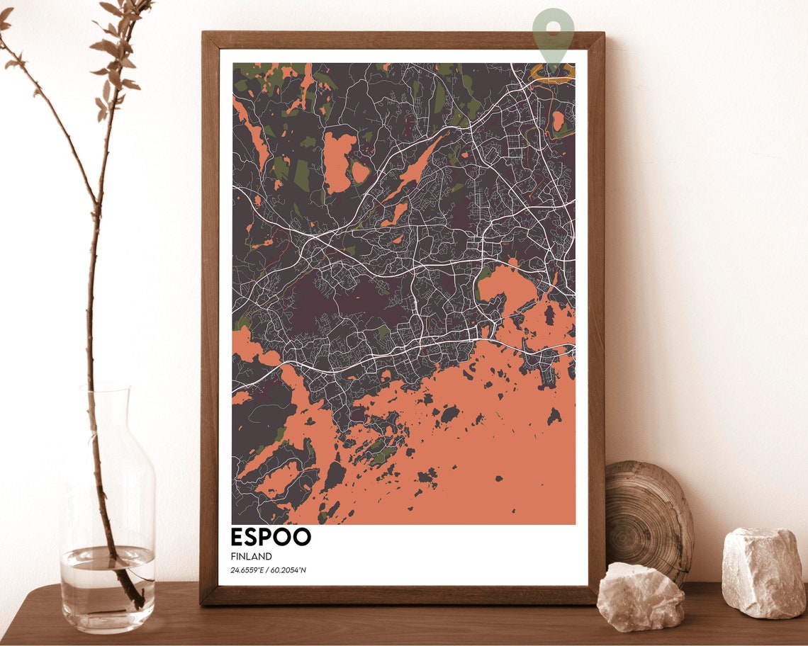 Espoo Finland Pastel Coastal City Street Map Nordic Design Poster - Image 4