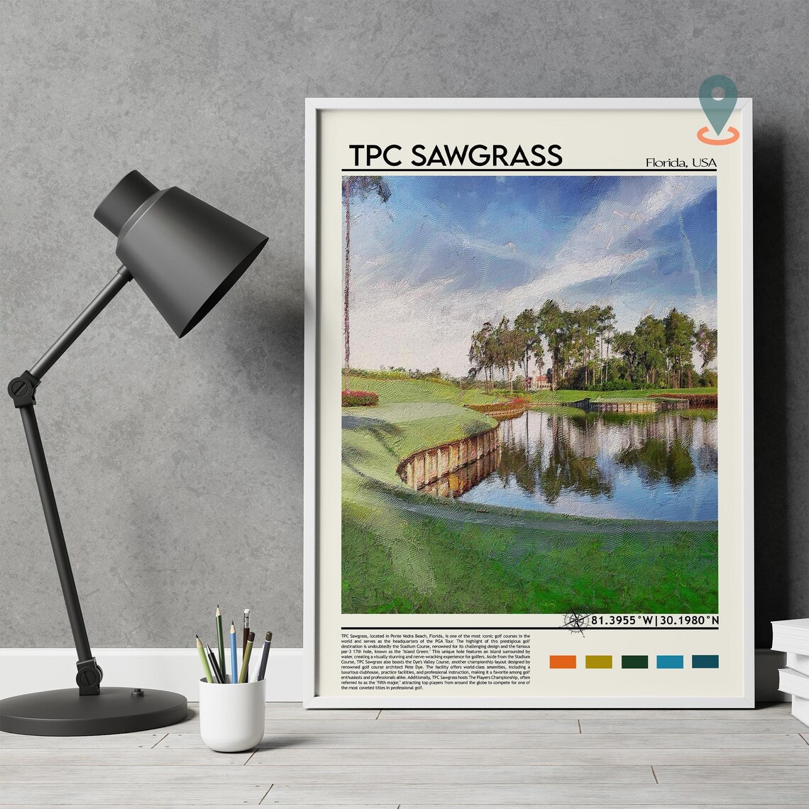 TPC Sawgrass Florida Island Green Golf Course PGA Sports Poster - Image 2