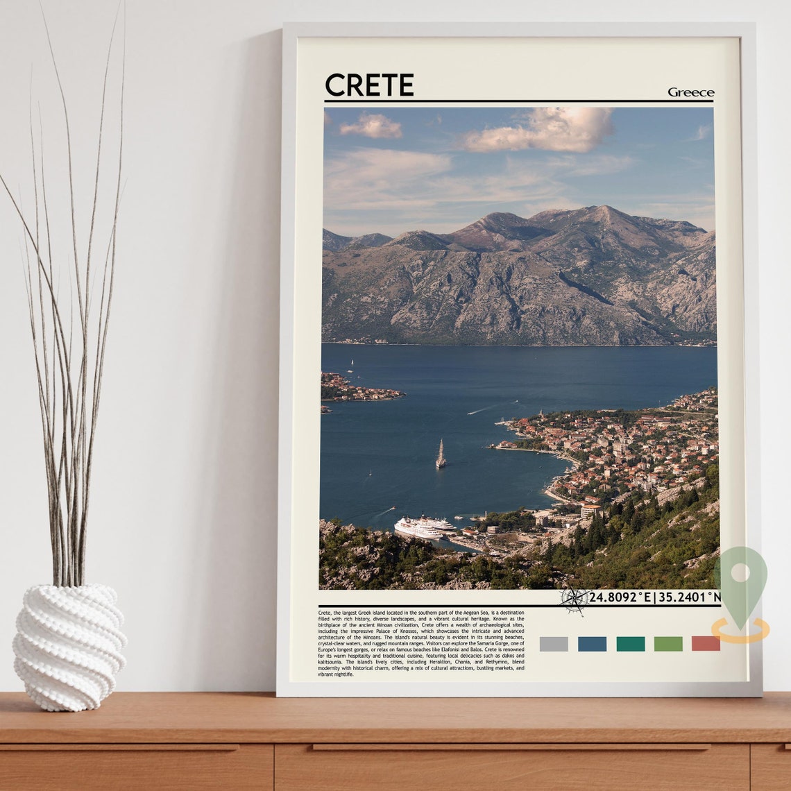 Crete Greece Aegean Bay Mountains Coastal Photography Poster - Image 5