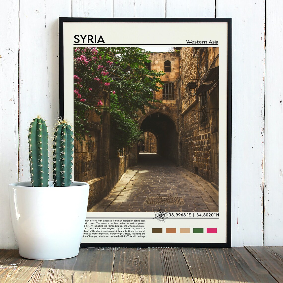 Syria Western Asia Historic Stone Alley Heritage Travel Poster - Image 2