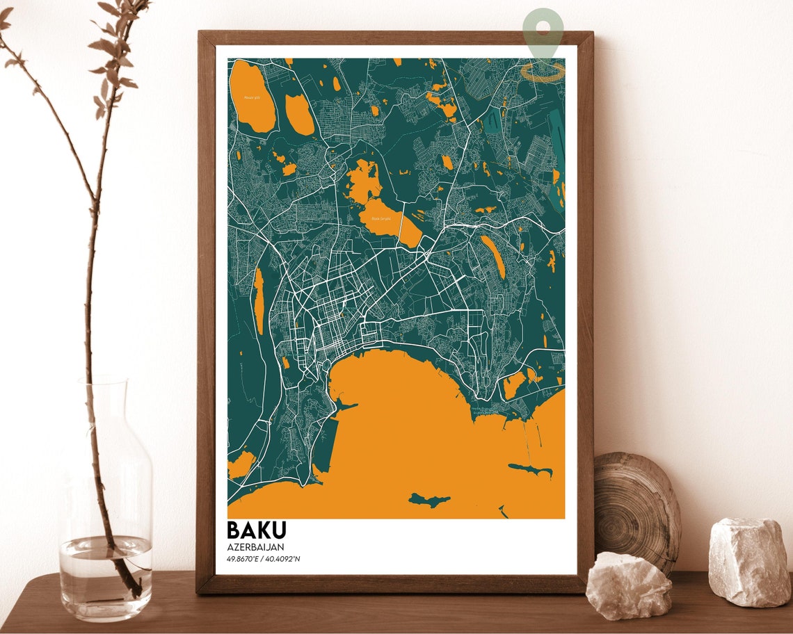 Baku Map Baku Map Print Baku Personalized Map Art Baku Wall Art Baku Travel Poster Travel Gift Baku City Poster Azerbaijan Poster - Image 6