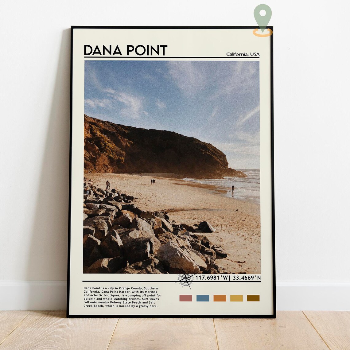 Dana Point California Beach Rocky Shore Coastal Travel Art Poster - Image 2