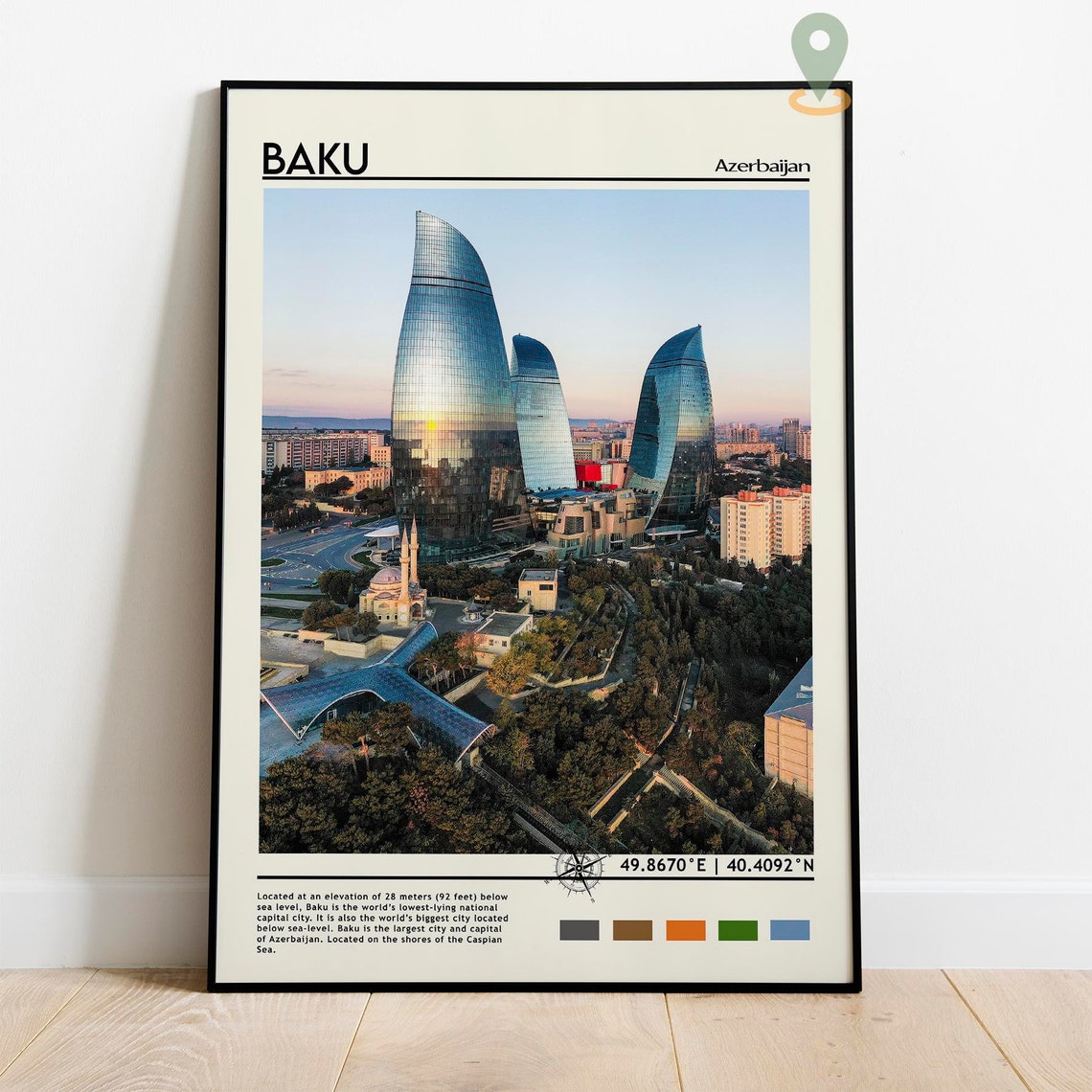 Baku Print Vintage Poster Baku Wall Art Baku Poster Baku Photo Baku Art Baku Wall Decor Azerbaijan Poster - Image 2