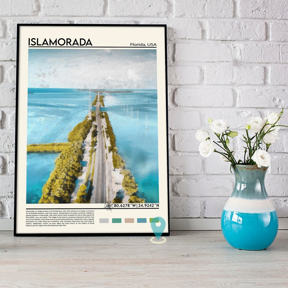 Islamorada Florida Overseas Highway Aerial Travel Poster Keys View - Image 5