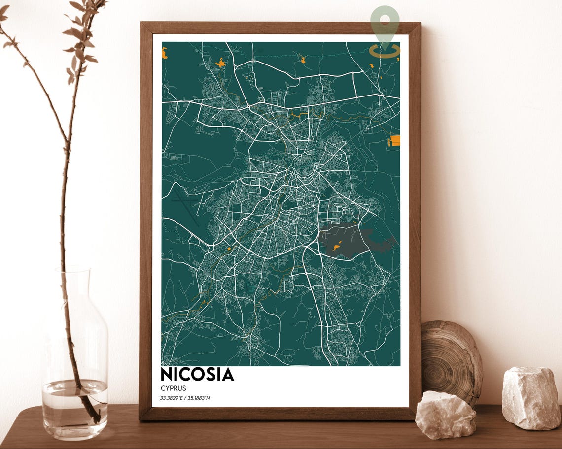 Nicosia Cyprus Neon Pink Street Map Modern City Travel Decor Poster - Image 4