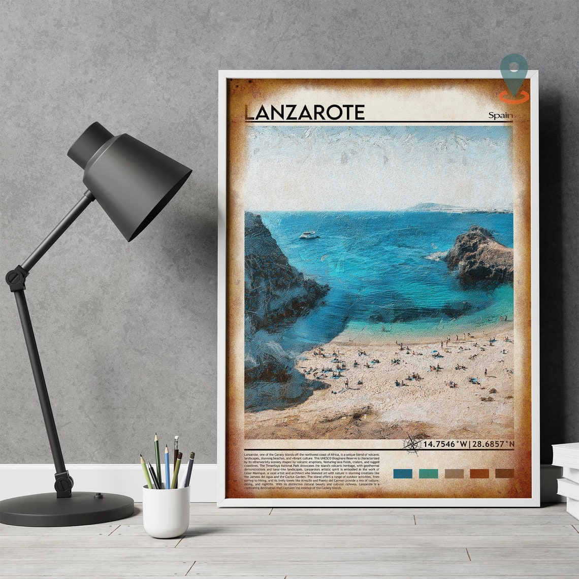 Lanzarote Spain Canary Islands Turquoise Beach Cove Travel Poster - Image 4
