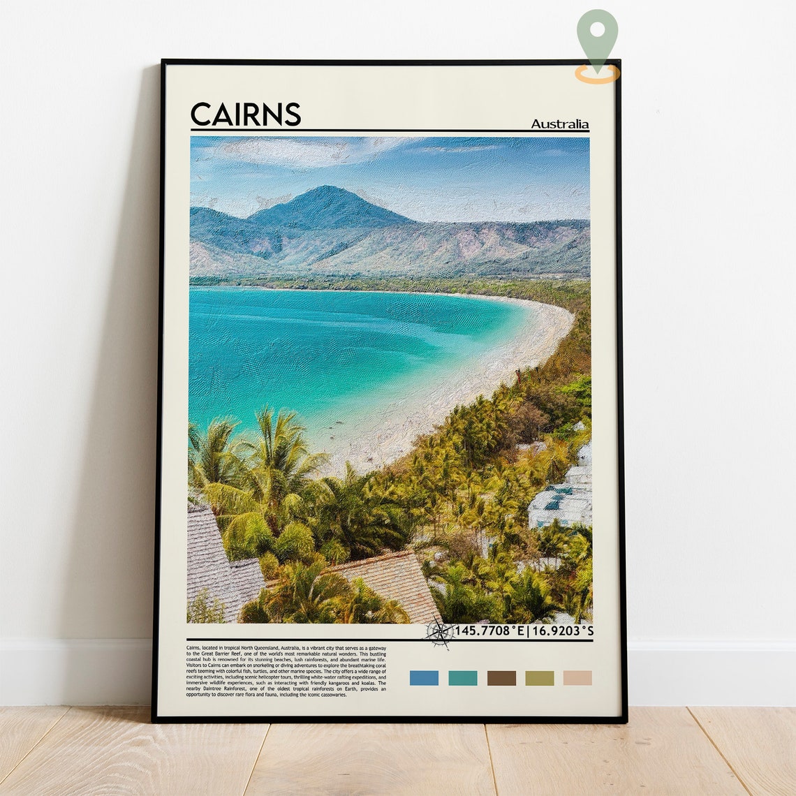 Cairns Australia Tropical Beach Palm Trees Reef Travel Poster - Image 5