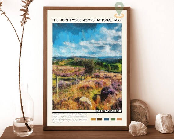 North York Moors England Heather Moorland Scene Art Print for Countryside Lovers