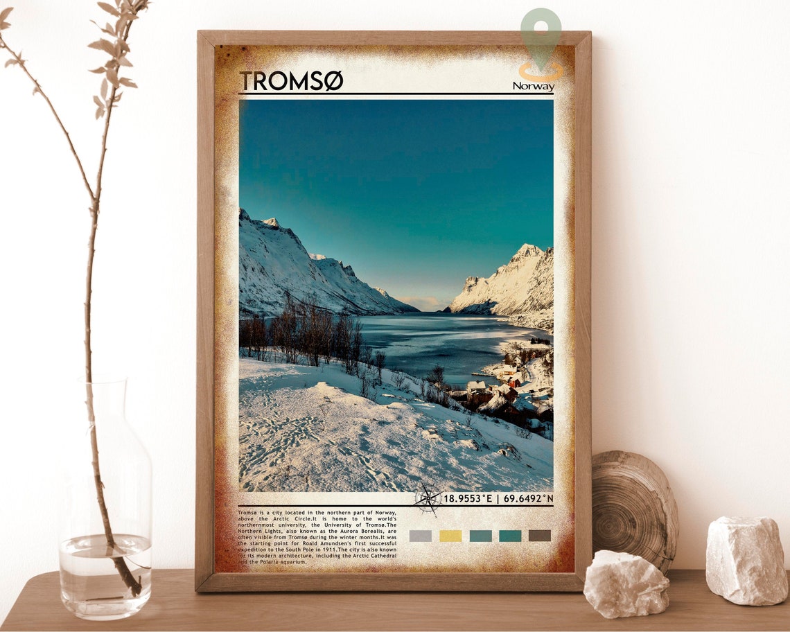 Tromso Norway Arctic Fjord Snowy Peaks Winter Night Photo Poster - Image 6