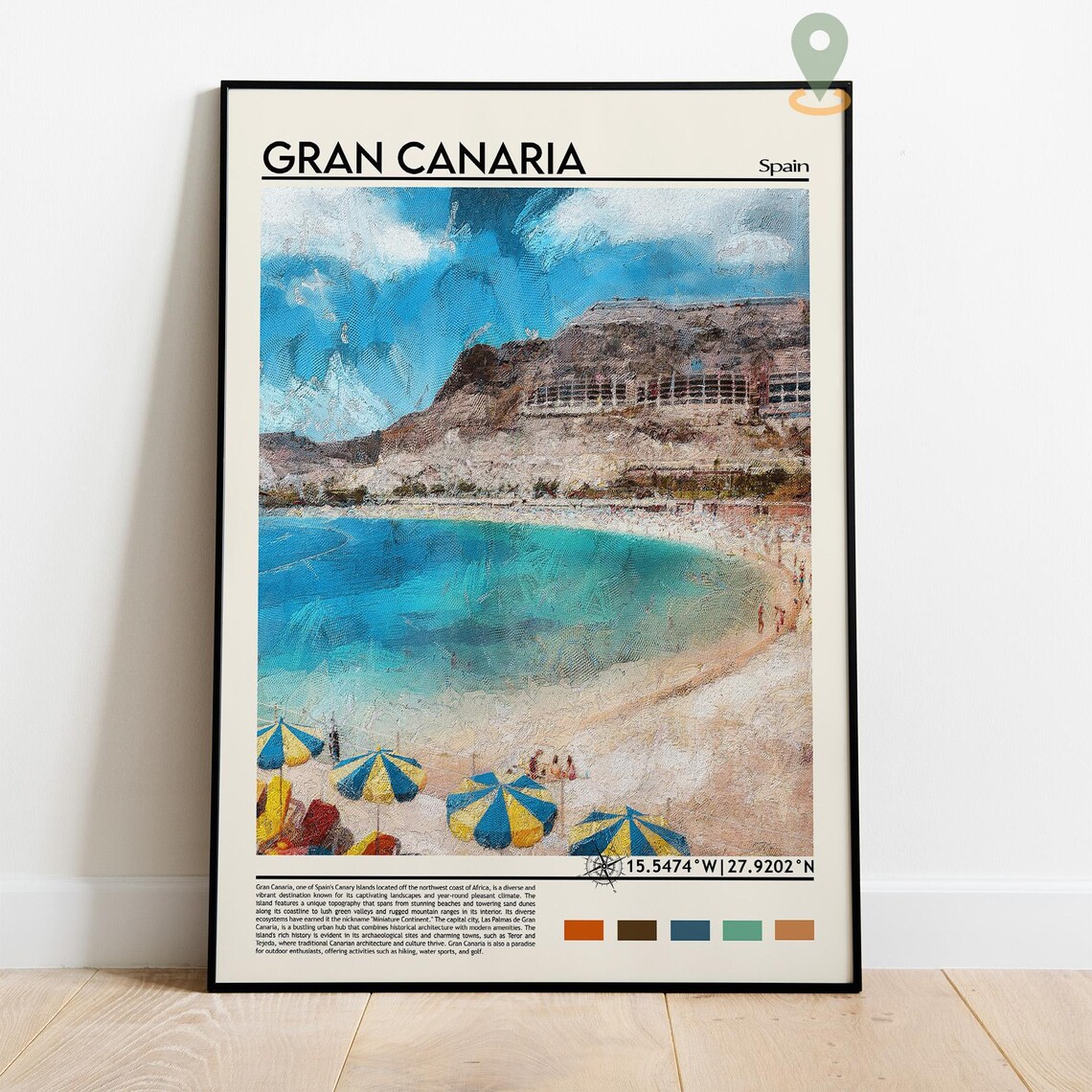 Gran Canaria Spain Canary Islands Beach Painting Travel Poster - Image 2
