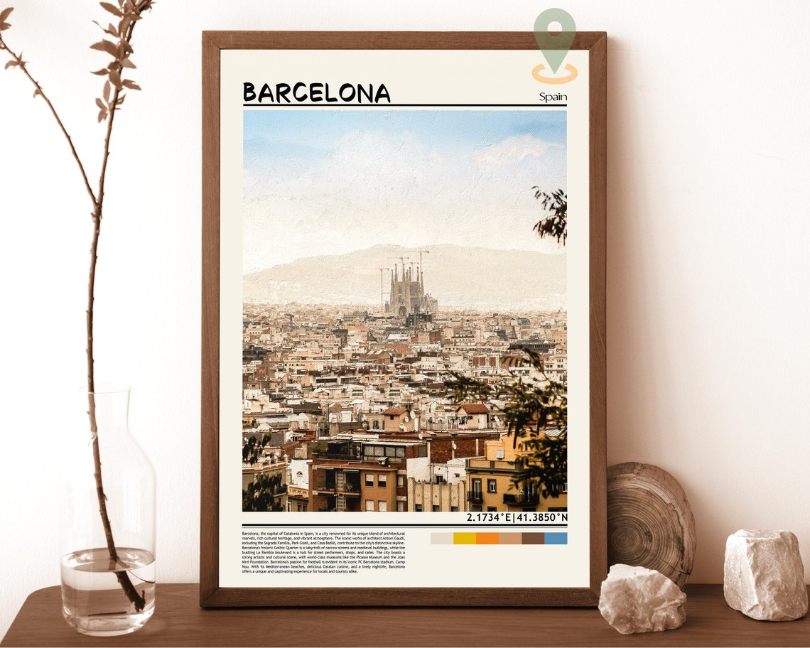 Barcelona Spain Sagrada Familia Rooftop View Panorama Poster