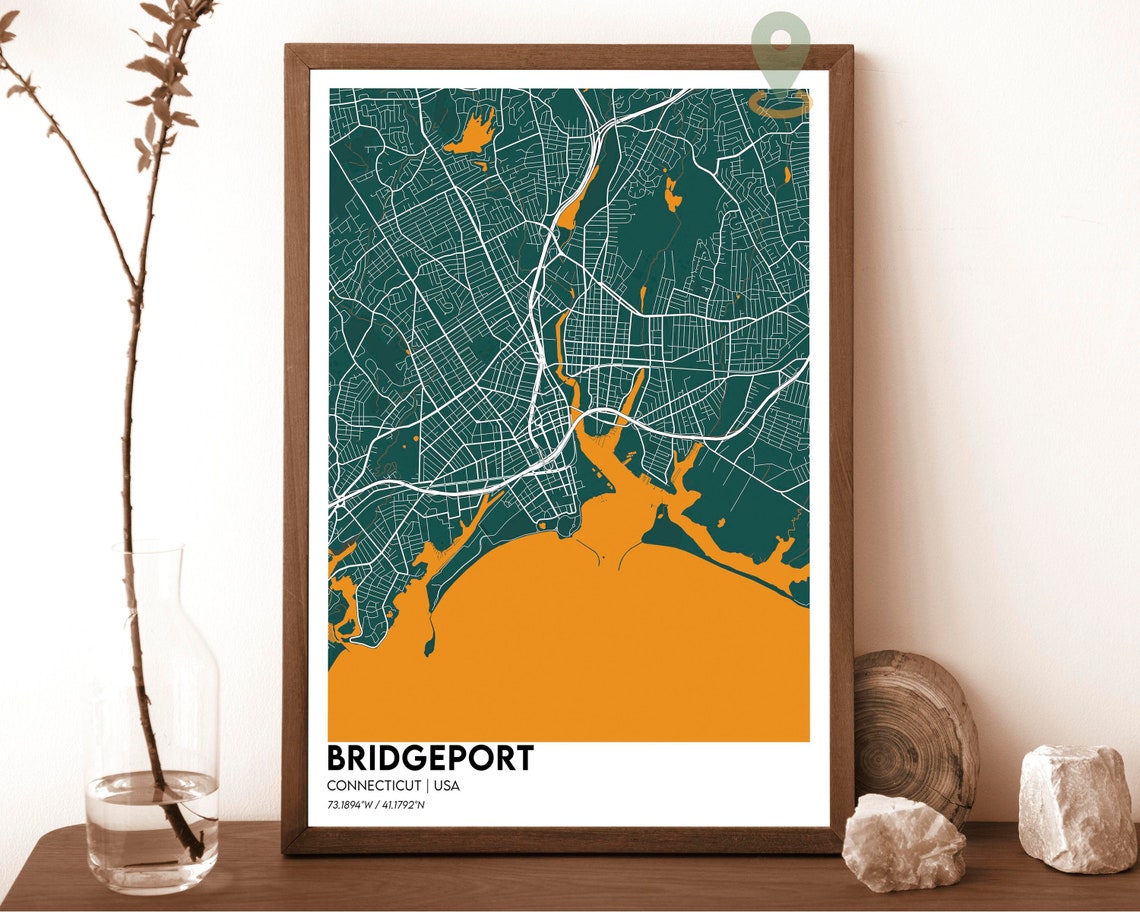 Bridgeport Connecticut Street Map Red Modern City Art Poster - Image 5
