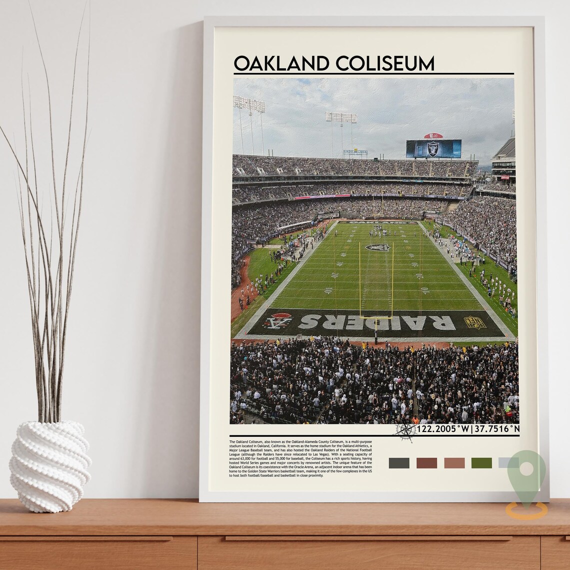 Oakland Coliseum Raiders Football Stadium Game Day Sports Poster - Image 5