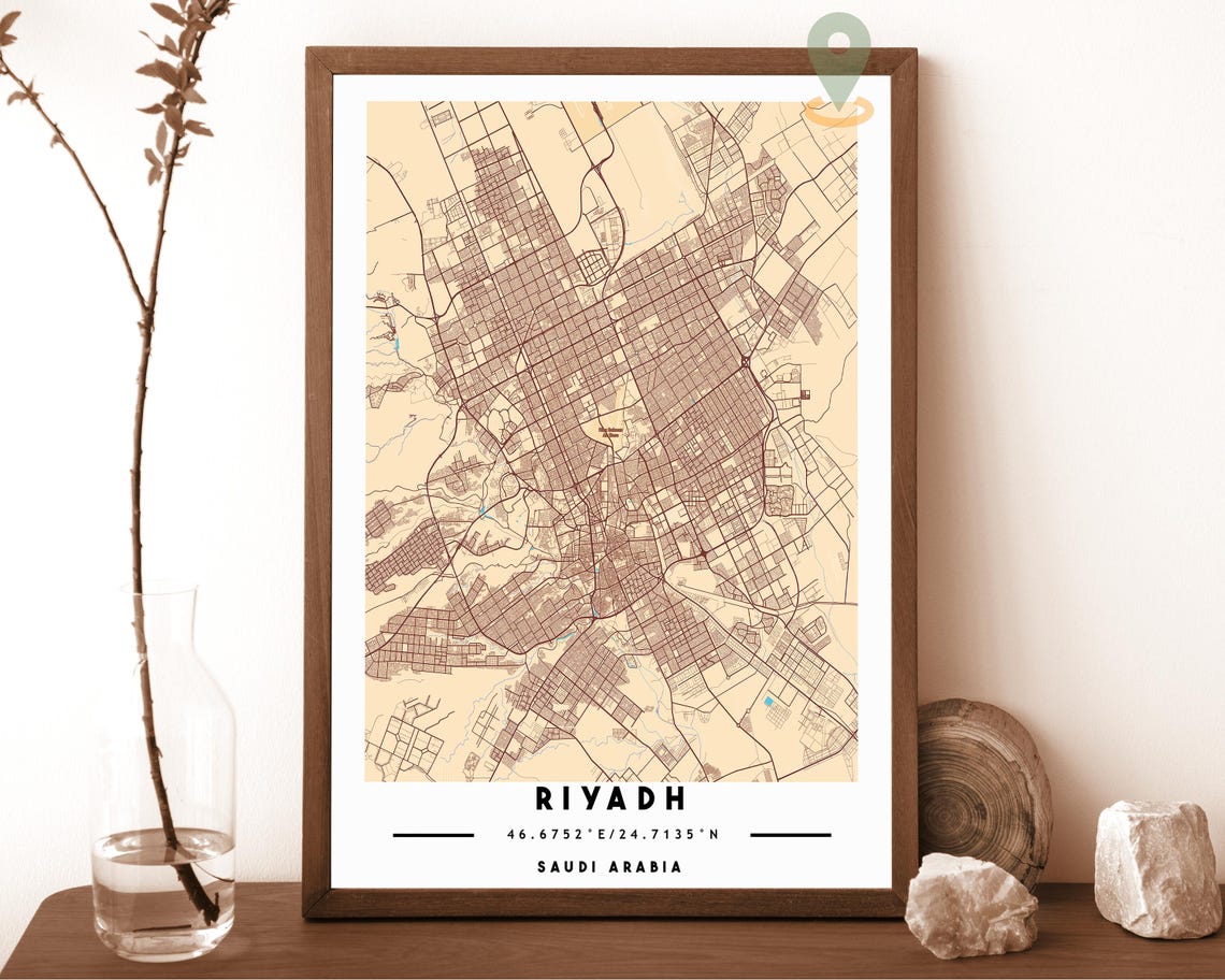 Riyadh Saudi Arabia City Street Map Teal Minimalist Art Poster - Image 5