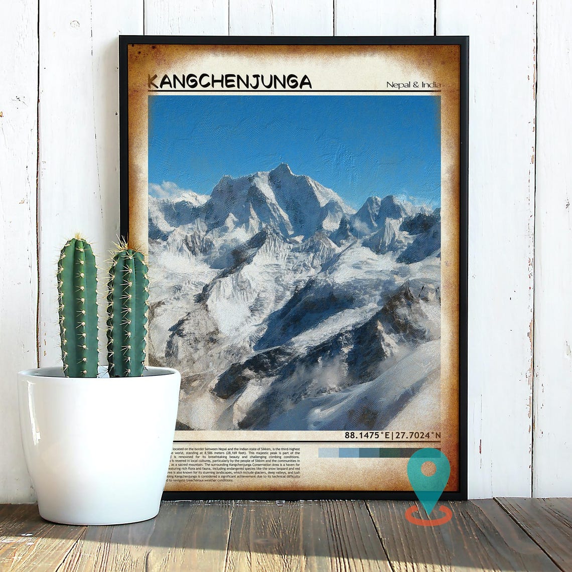 Kangchenjunga Nepal Himalaya Snow Covered Mountain Peak Travel Poster - Image 2