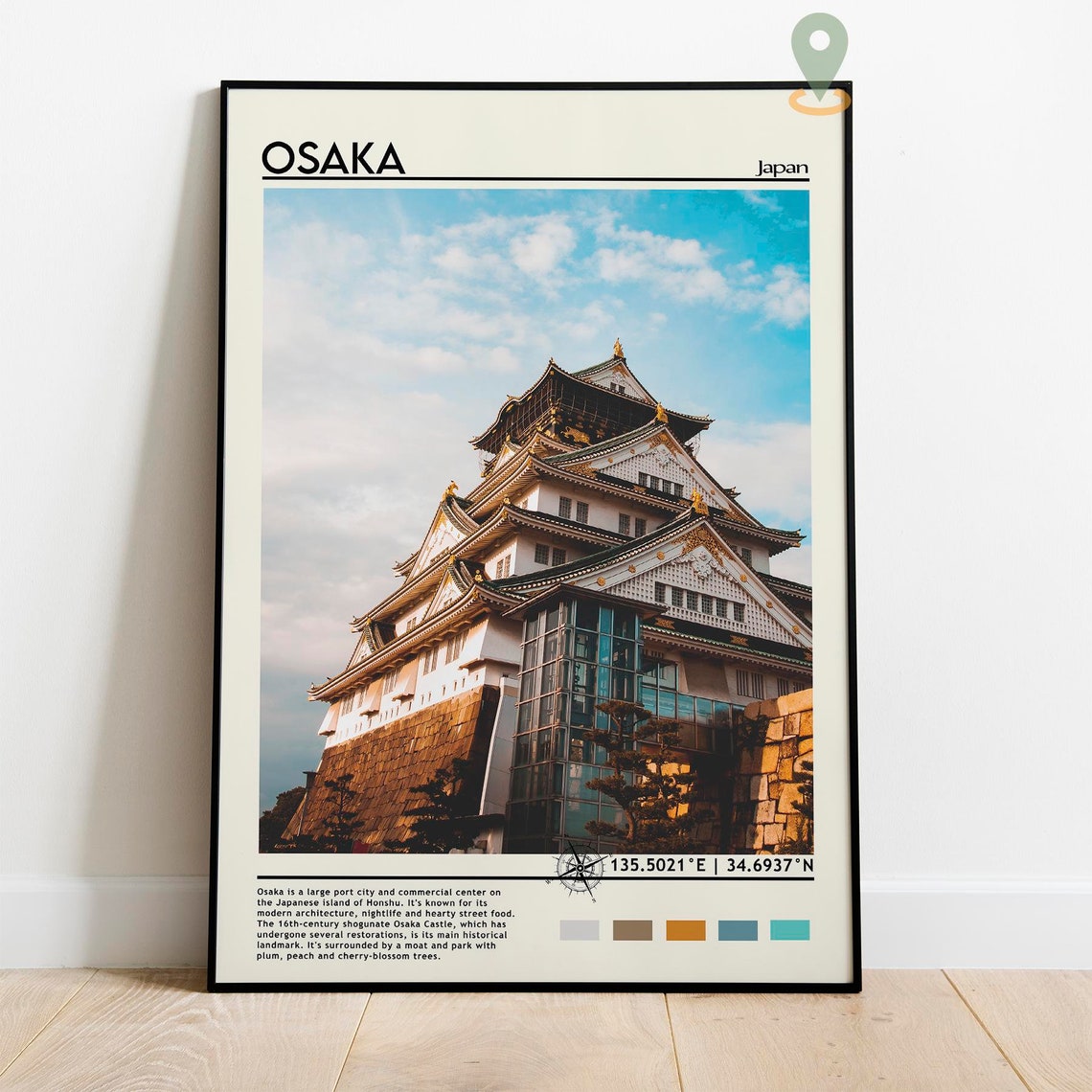 Osaka Castle Japan Historic Fortress Blue Sky Landmark Travel Poster - Image 2
