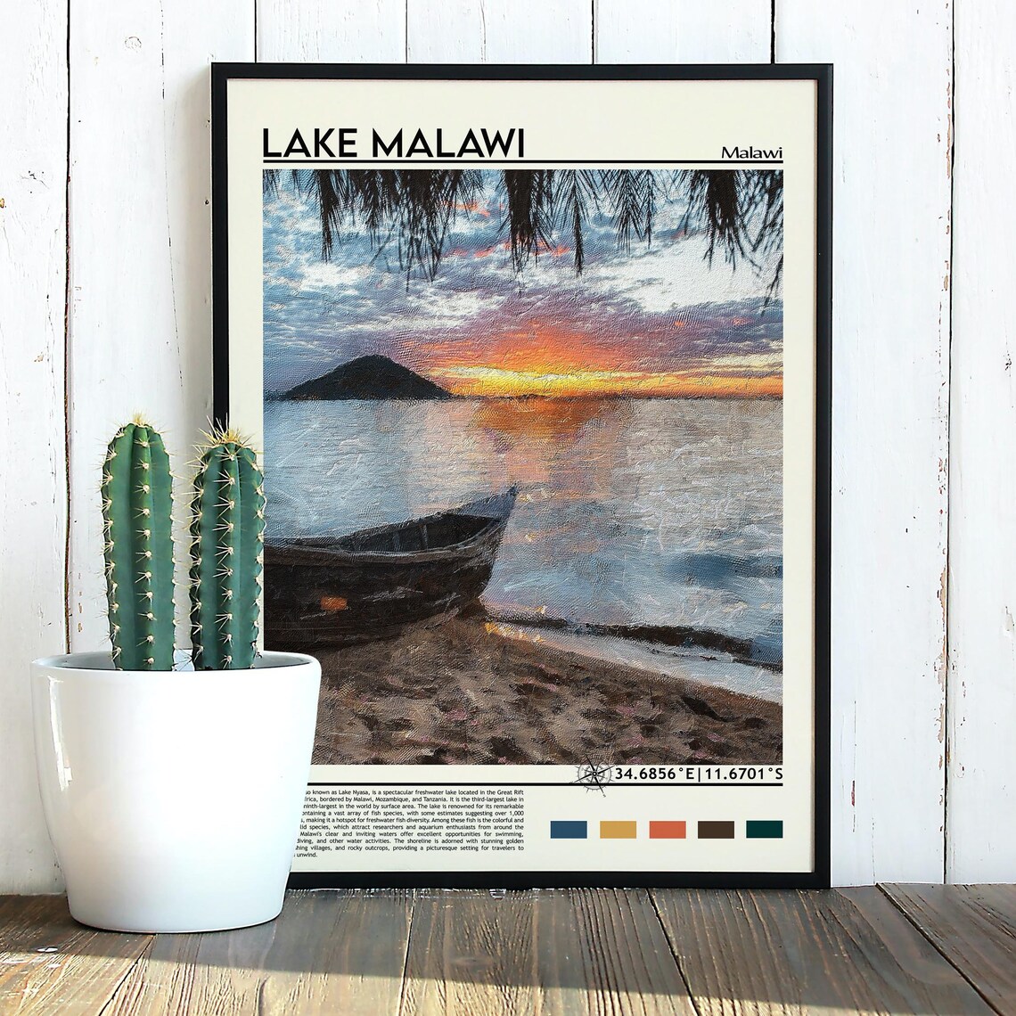 Lake Malawi Sunset Fishing Boat Golden Hour Africa Travel Poster - Image 3