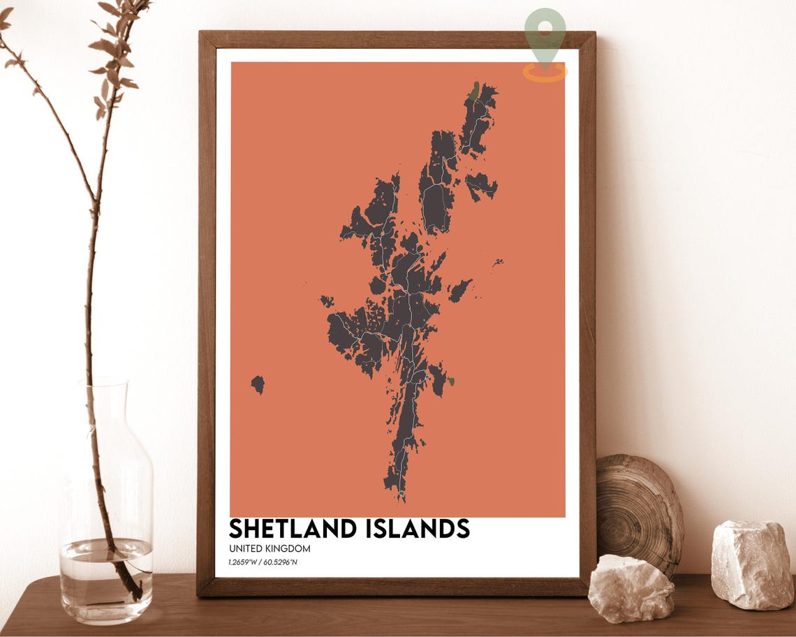 Shetland Islands Scotland UK Modern Minimalist Map Art Poster - Image 2