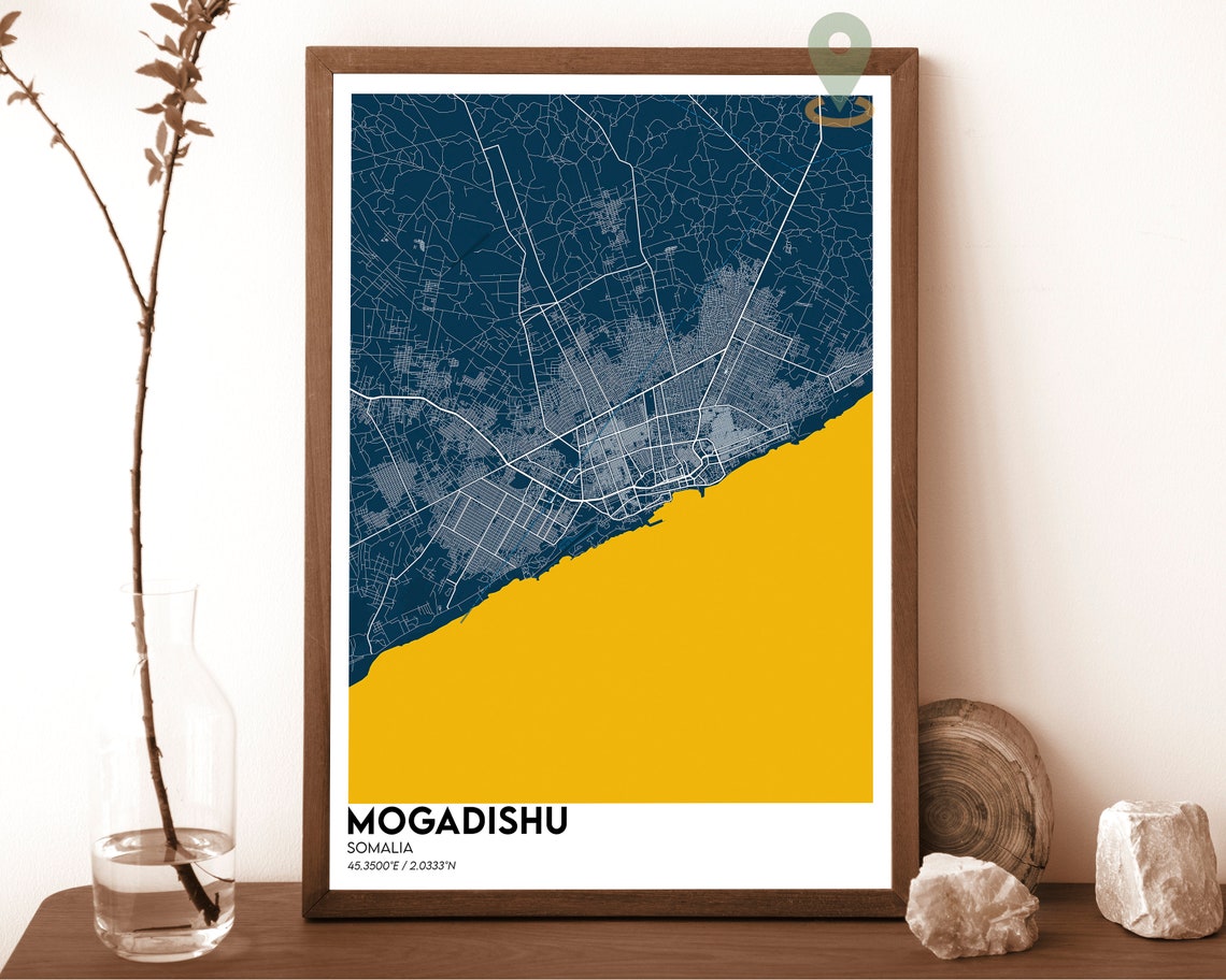 Mogadishu Somalia Red Gold Bold Minimalist City Map Art Poster - Image 6