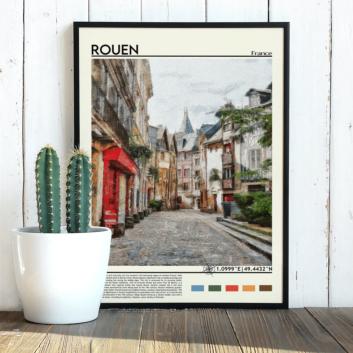 Rouen Poster Normandy Art France Travel Poster Rouen Print Rouen Artwork Rouen Wall Art Rouen Travel Normandy Print Rouen France - Image 5