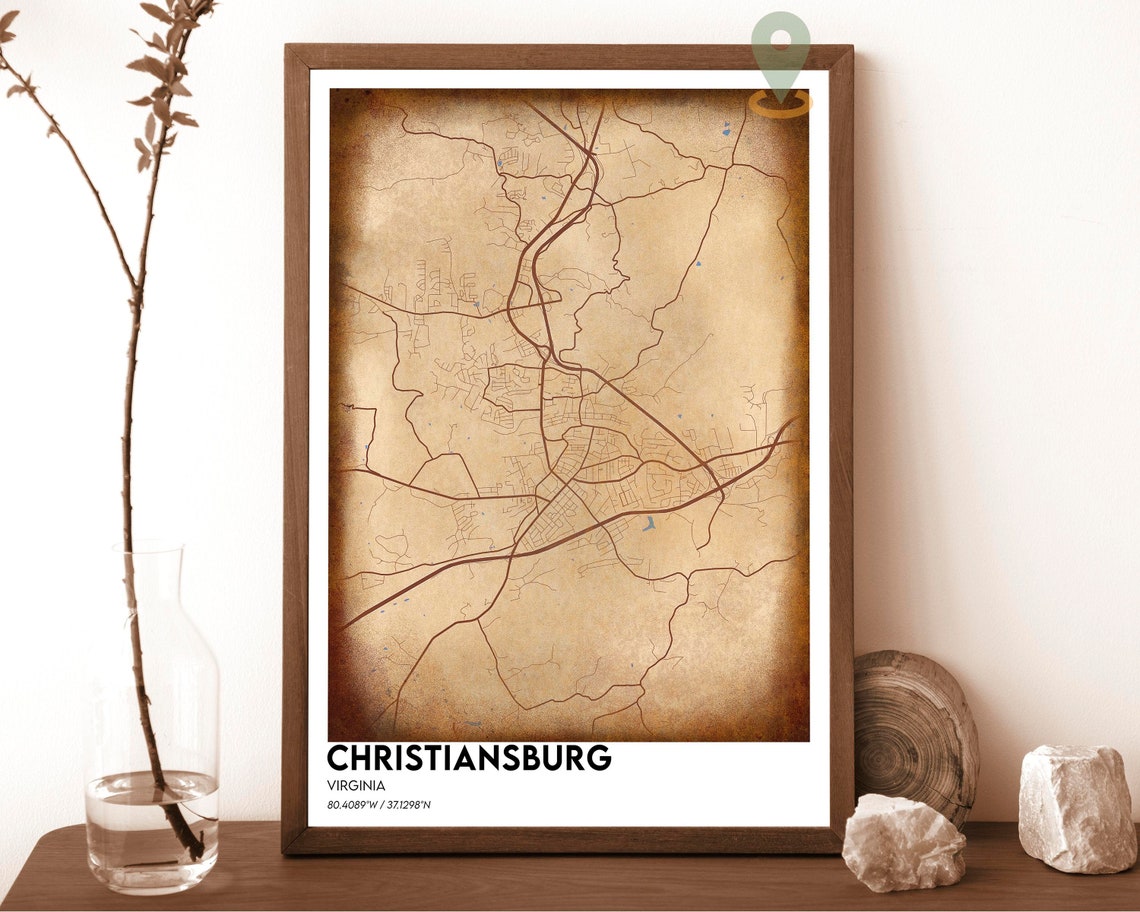 Christiansburg Virginia Christiansburg Map Christiansburg Map Print Christiansburg Gift Christiansburg Wall Art Christiansburg City - Image 2