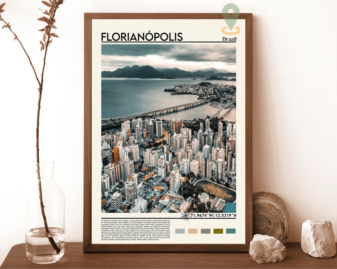 Florianopolis Brazil Island City Aerial Travel Photography Poster