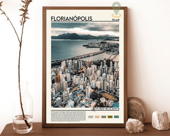 Florianopolis Brazil Island City Aerial Travel Photography Poster