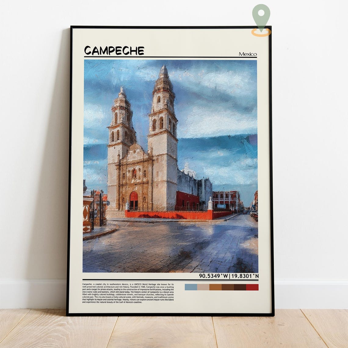 Campeche Mexico Cathedral Baroque Facade Historic Square Poster - Image 4