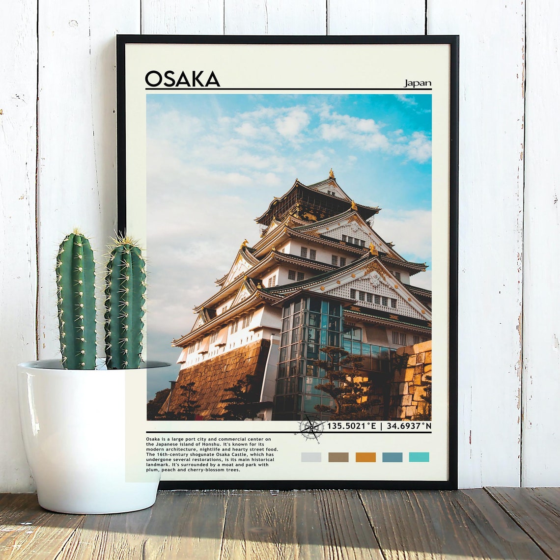 Osaka Castle Japan Historic Fortress Blue Sky Landmark Travel Poster - Image 3