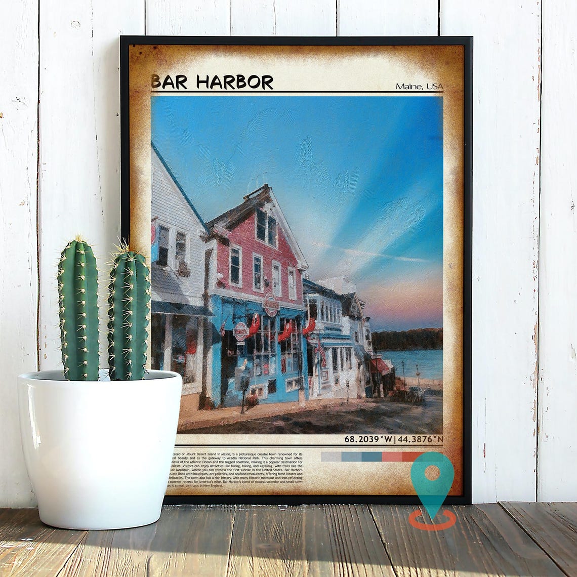 Bar Harbor Maine Scenic Waterfront Street Travel Photo Poster - Image 2