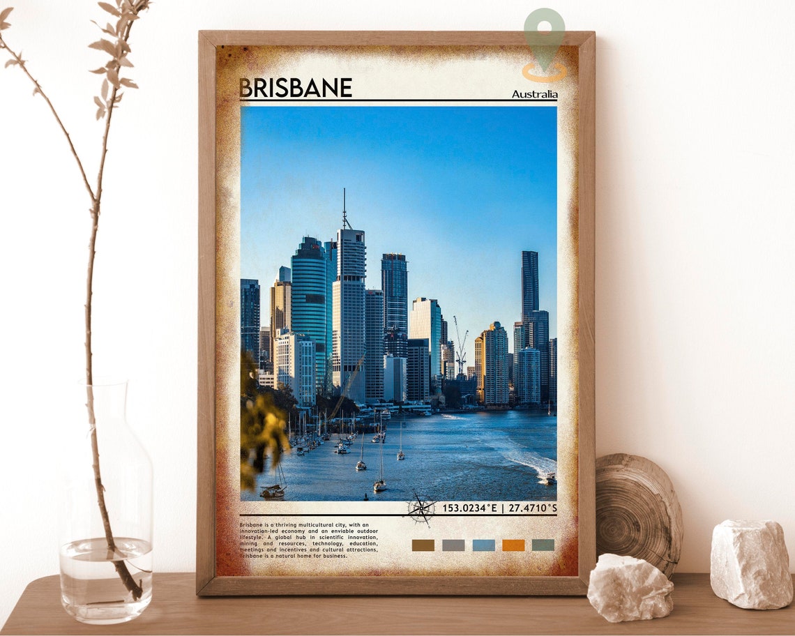 Brisbane Print Vintage Poster Brisbane Art Brisbane Poster Brisbane Photo Brisbane Poster Print Australia Poster Travel Gift - Image 6