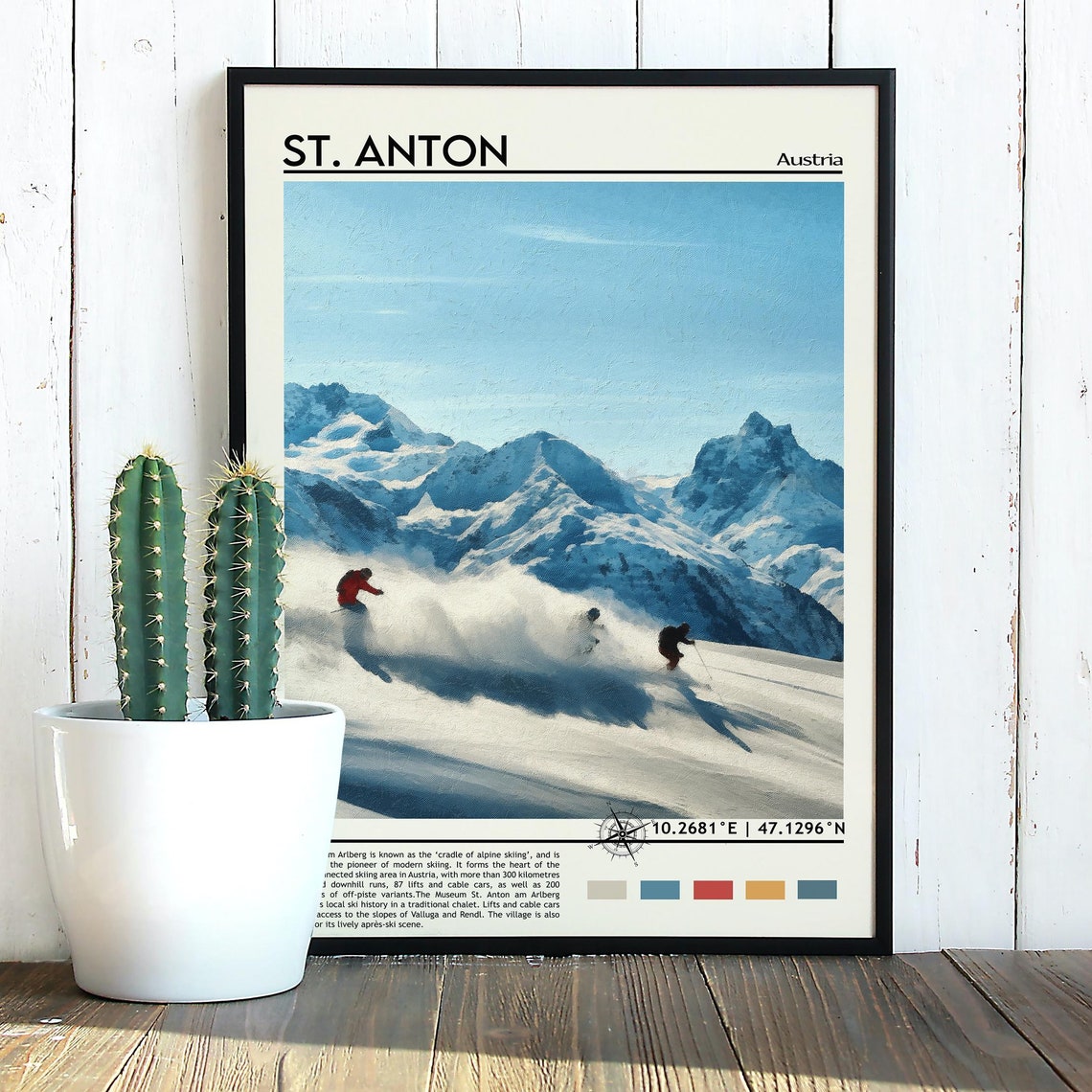 St Anton Austria Alpine Ski Slopes Powder Snow Mountain Travel Poster - Image 2