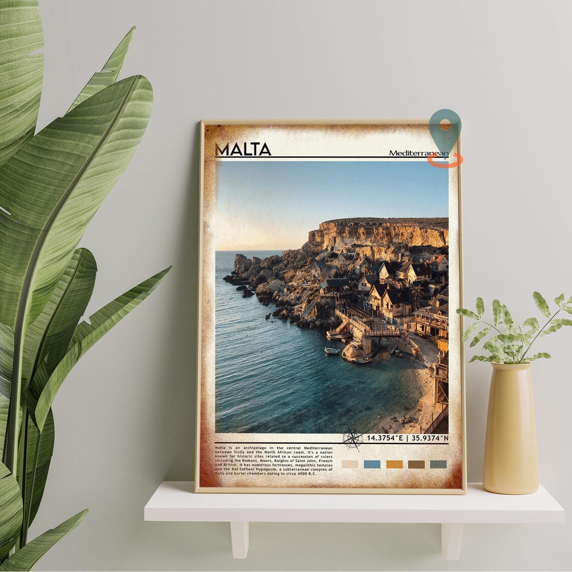 Malta Mediterranean Rocky Cove Cliffside Village Photo Poster - Image 4