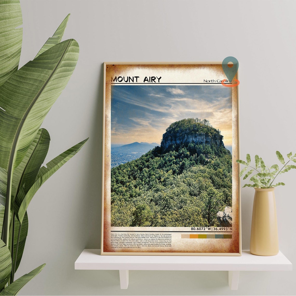 Mount Airy North Carolina Forest Mountain Rock Knob View Poster - Image 5