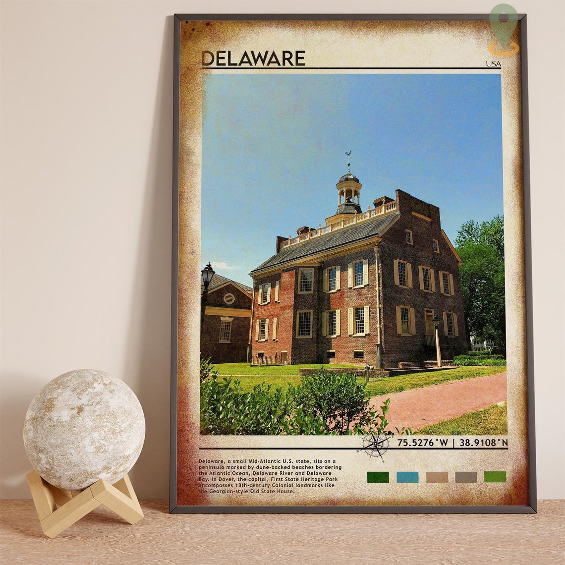 Delaware Old State House Historic Dover Colonial Architecture Poster - Image 2