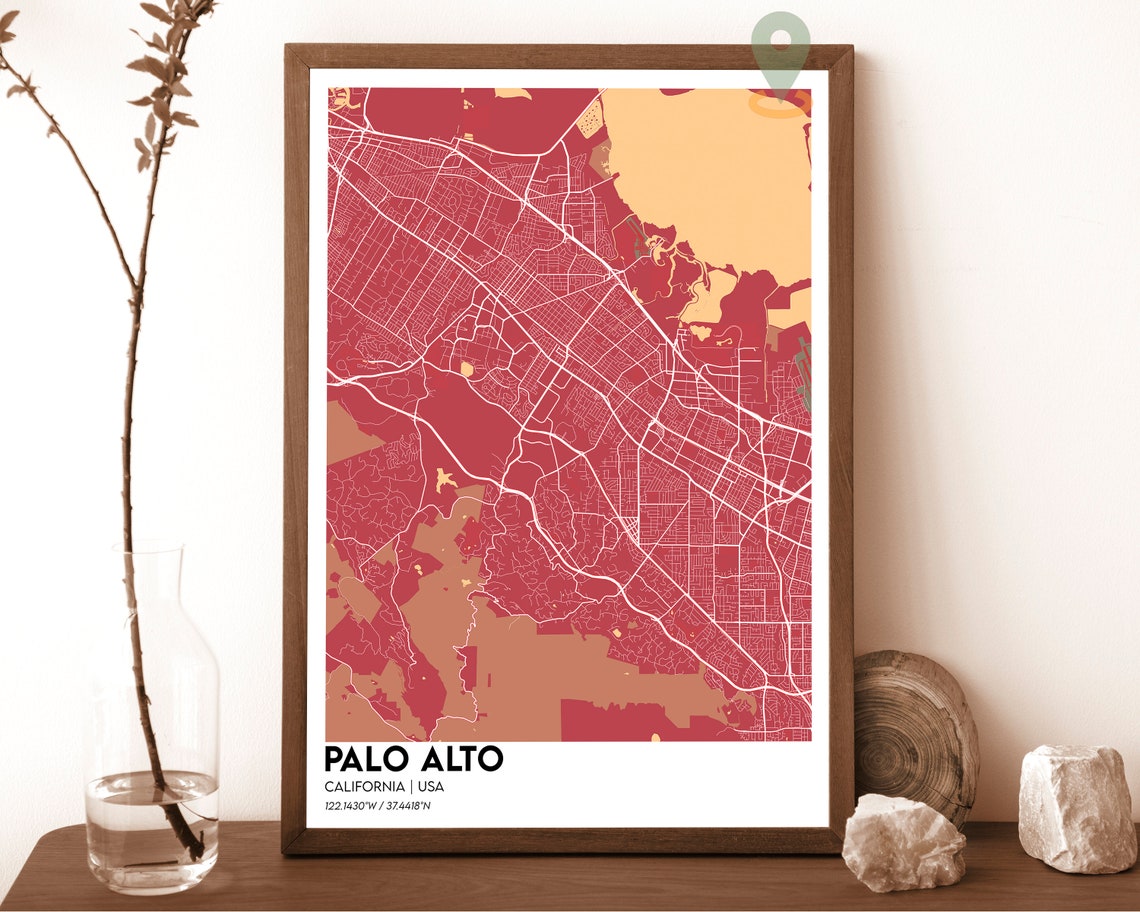 Palo Alto Map Palo Alto Map Print Palo Alto Personalized Map Palo Alto Wall Art Palo Alto Travel Poster Palo Alto City Poster - Image 3
