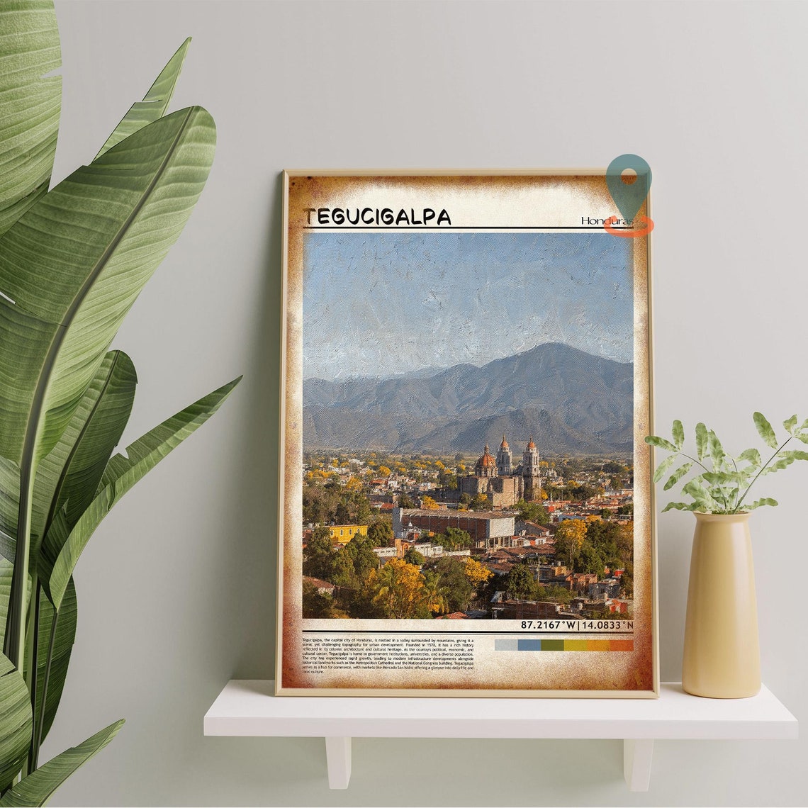 Tegucigalpa Honduras Cathedral Domes Mountain Cityscape Poster - Image 5
