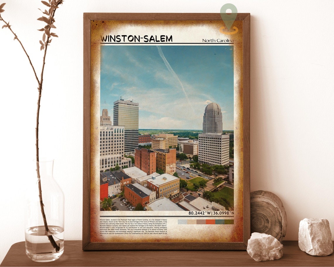 Winston-Salem North Carolina Downtown Skyline City Travel Poster - Image 6