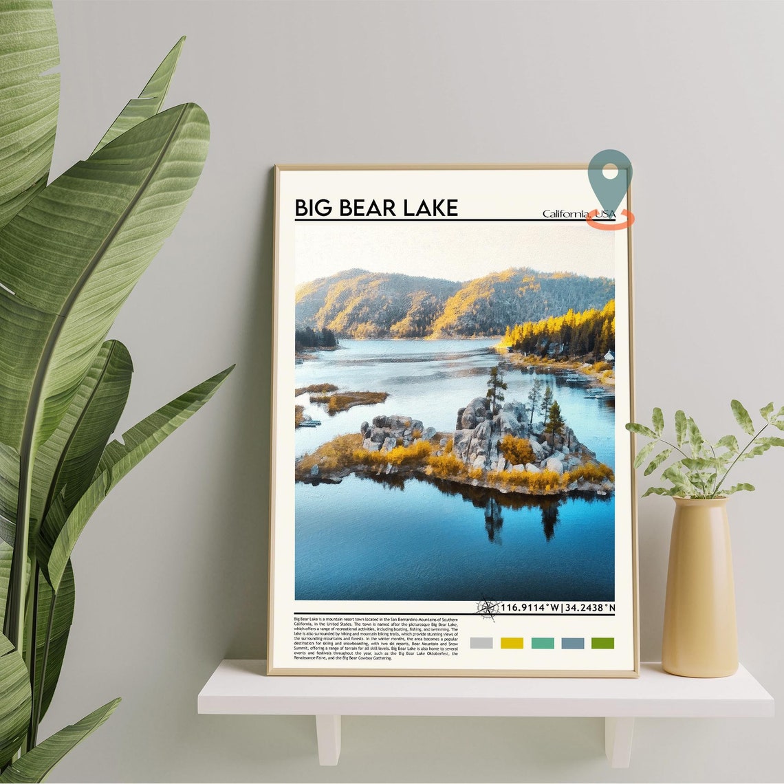 Big Bear Lake Travel Poster Big Bear Lake Wall Art Big Bear Lake Poster Print Big Bear Lake Photo Big Bear Lake Decor California Usa - Image 2