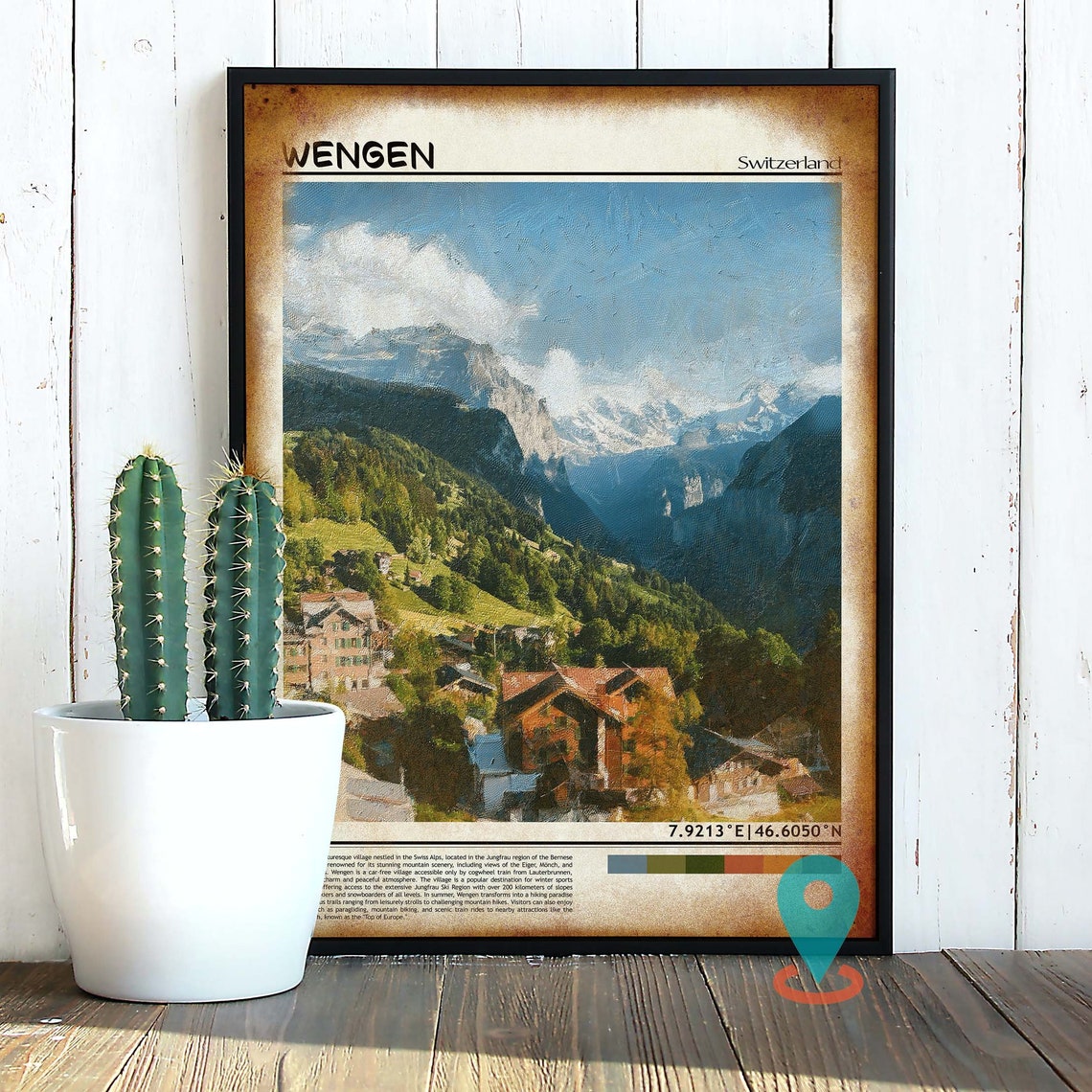 Wengen Switzerland Alpine Village Eiger Valley View Travel Poster - Image 2
