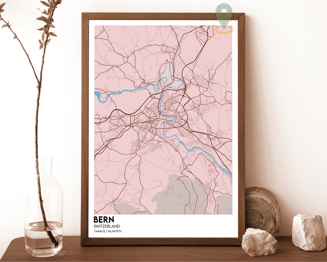 Bern Switzerland Minimalist Dark Green City Street Map Poster - Image 3