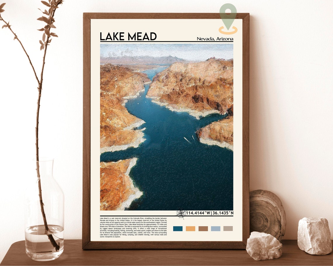 Lake Mead Print Lake Mead Poster Lake Mead Wall Art Lake Mead Travel Print Lake Mead Art Print Lake Mead Artwork Arizona Print