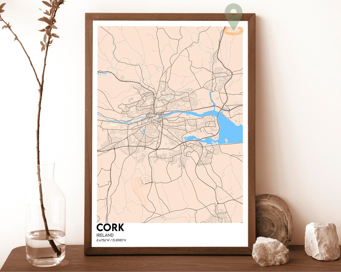 Cork Ireland City Street Map Modern Dark Art Print for Irish Wall Decor - Image 5