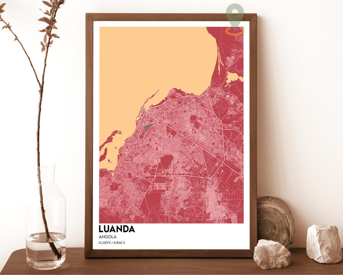 Luanda Angola Dark Gray Coastal City Street Map African Travel Poster - Image 4