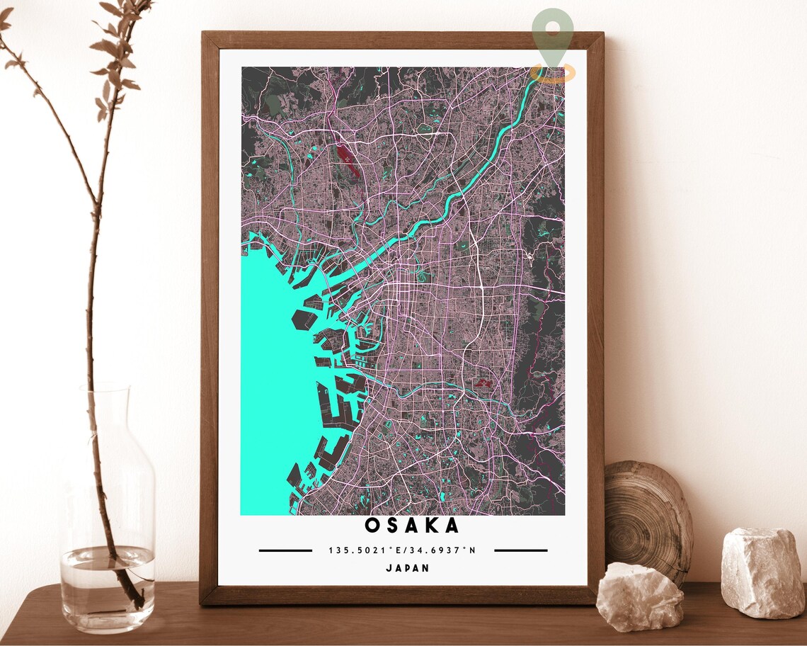 Osaka Japan City Street Map Modern Gold Art Print for Japan Travel Lovers - Image 4
