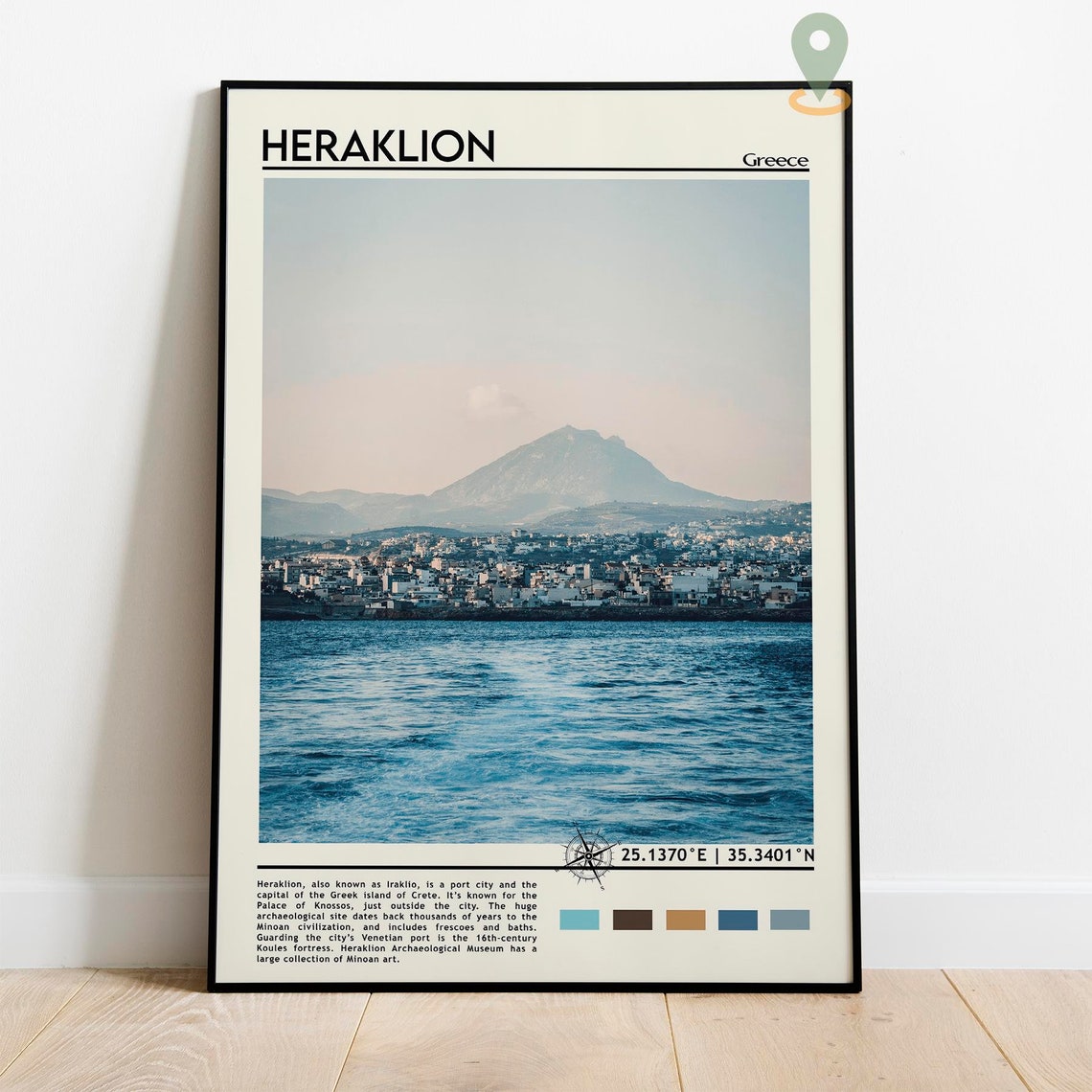 Heraklion Greece Crete Coastal City Travel Poster Seaside Art - Image 5