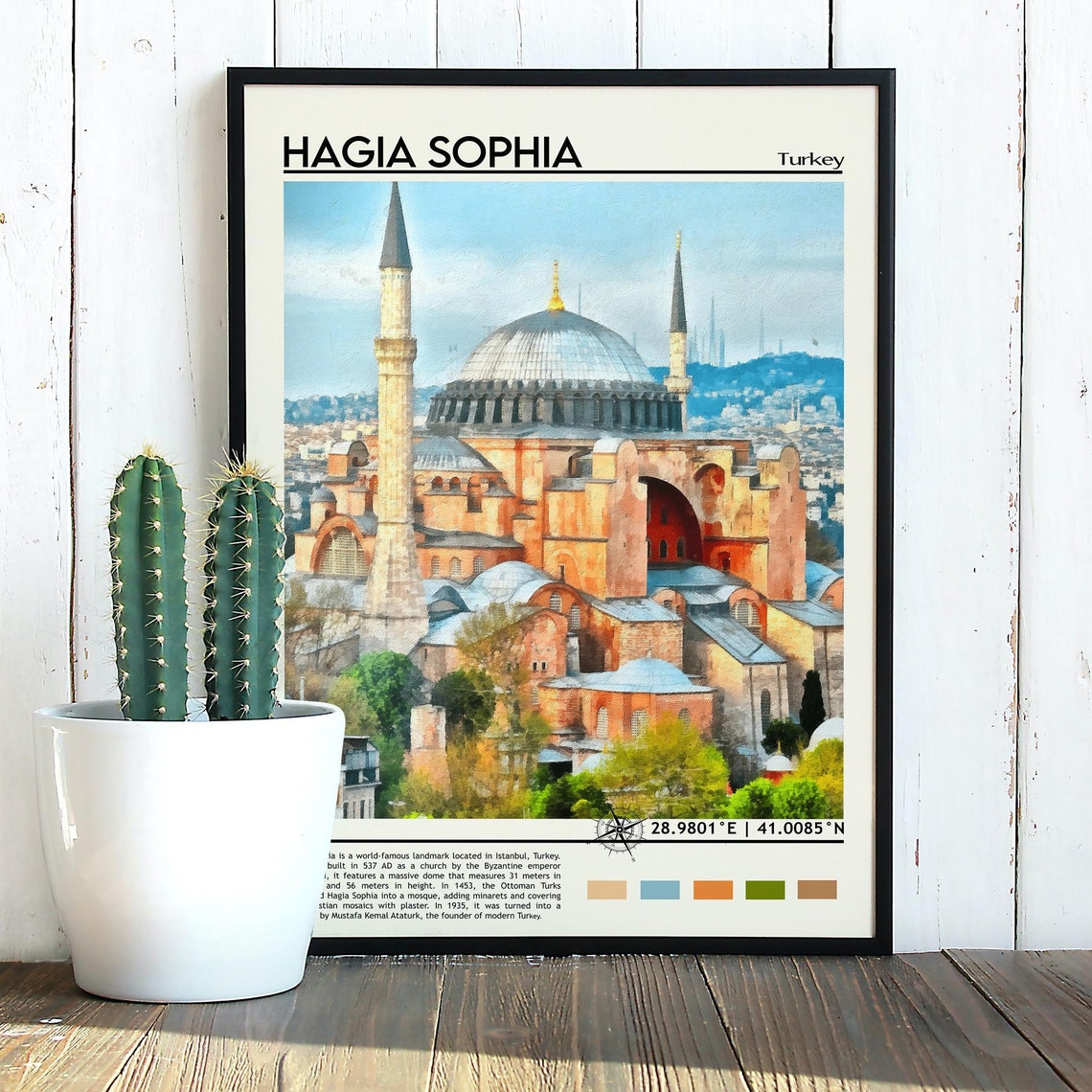 Hagia Sophia Istanbul Turkey Dome Mosque Painting Travel Poster - Image 4